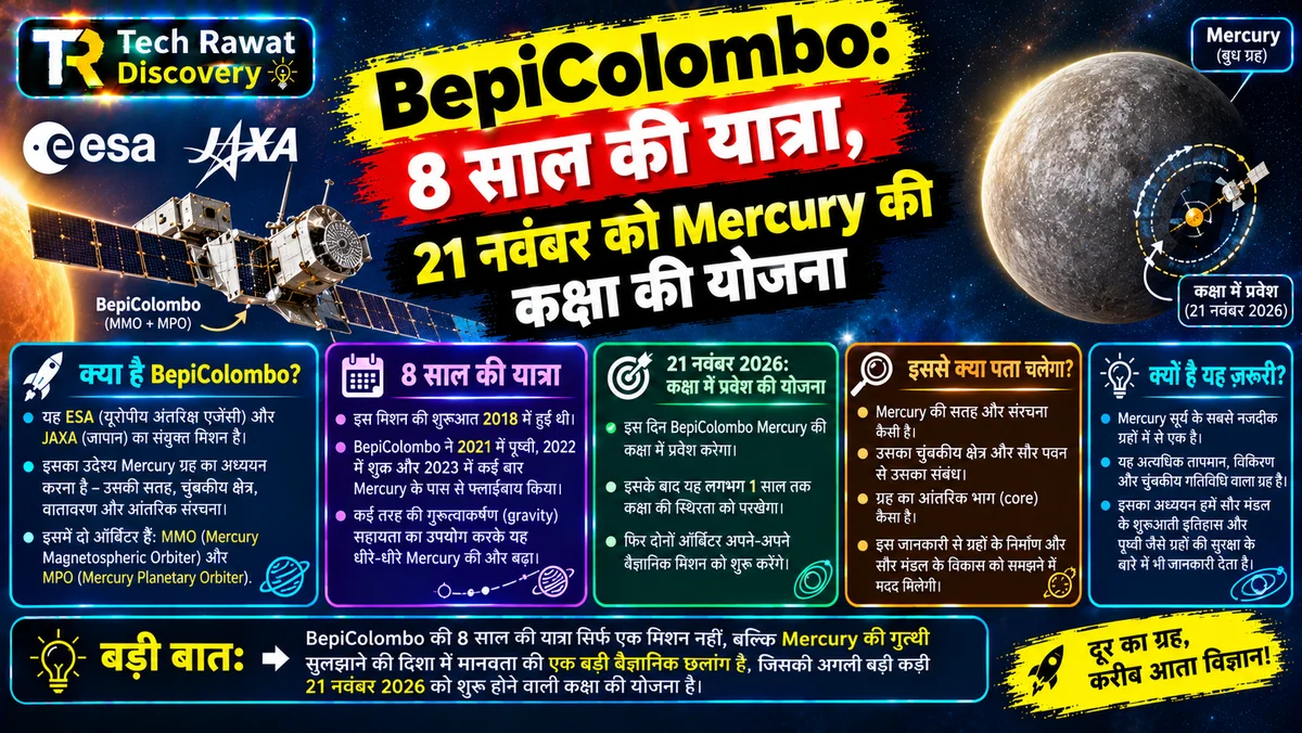 BepiColombo: 8 साल की यात्रा, 21 नवंबर को Mercury की कक्षा की योजना