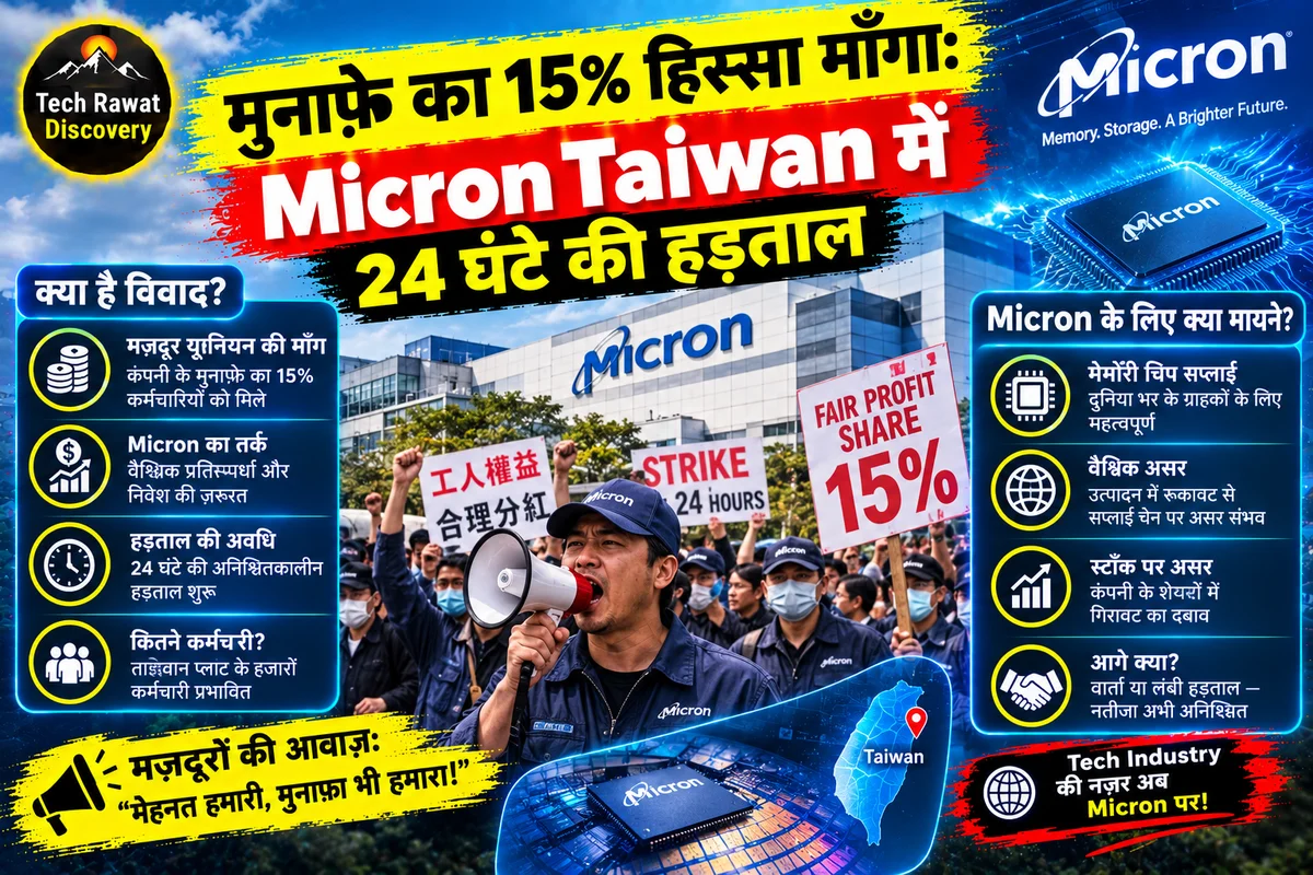 मुनाफ़े का 15% हिस्सा माँगा: Micron Taiwan में 24 घंटे की हड़ताल