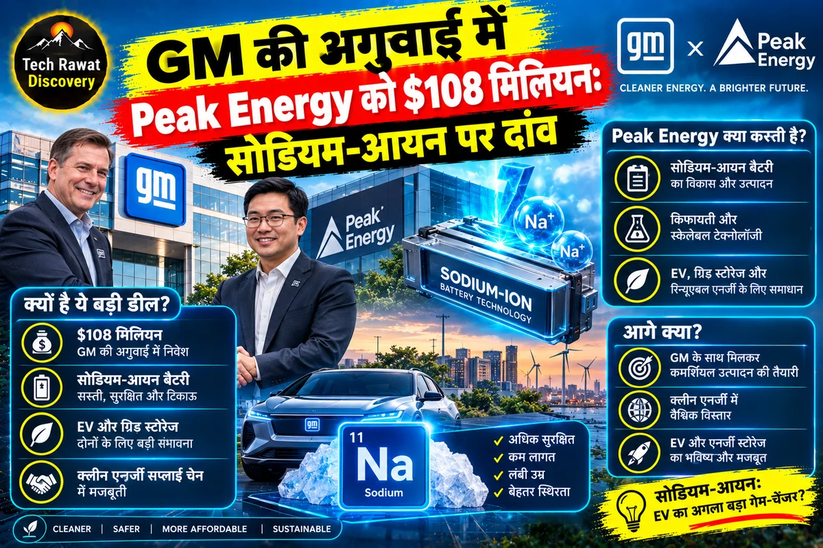 GM की अगुवाई में Peak Energy को $108 मिलियन: सोडियम-आयन पर दांव